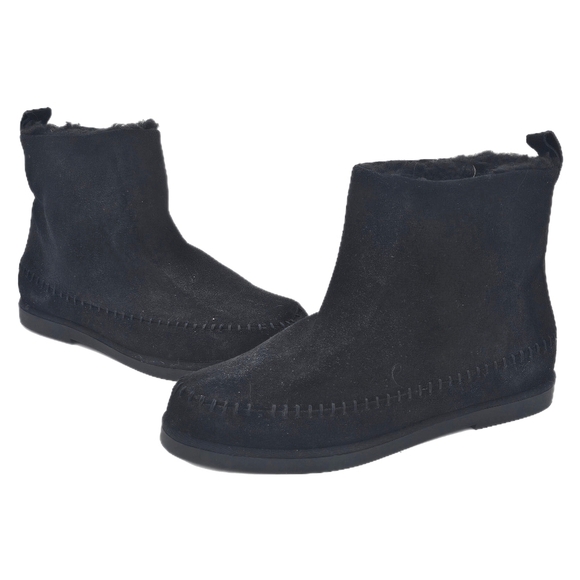 Steve Madden Tommy Suede Shearling Boots Black Size 6 - Picture 4 of 12